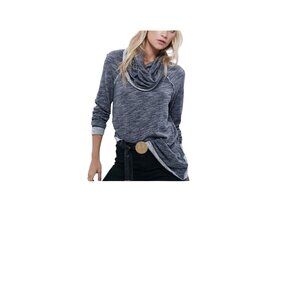 Free People Beach Cocoon Funnel Neck Pullover Gray Long Sleeve Top Women's S